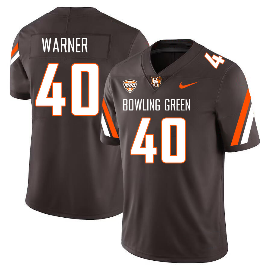 Bowling Green Falcons #40 Ethan Warner College Football Jerseys Stitched Sale-Brown